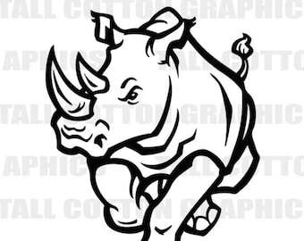 TWO HORNED RHINOCEROS Vinyl Decal Sticker decor #WL155