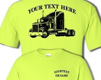 KENWORTH W900 Semi Truck - Big Rig - 18 Wheeler - Personalized Custom Cotton T-shirt - #BR001