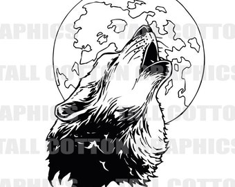 WOLF HOWLING at the MOON Vinyl Decal Sticker decor #WL109