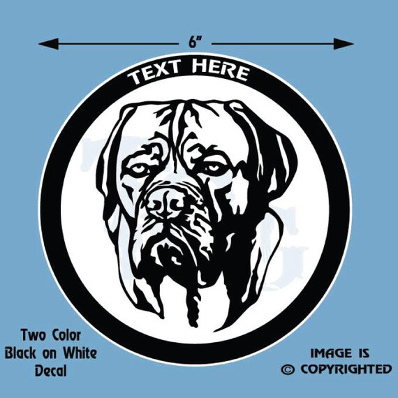 French Mastiff Dog Personalized Black and White Vinyl Decal Etsy