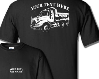 INTERNATIONAL 8600 2 Axle Commercial Dump Truck Rig - Personalized Custom Cotton T-shirt - #DT007