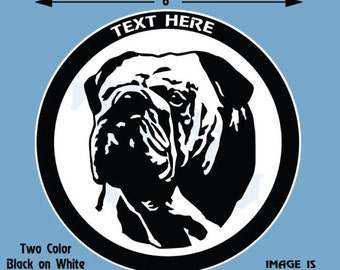 Bulldog Personalized Black and White Vinyl Decal  - #DD026
