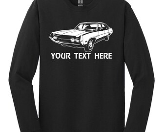 FORD TORINO 4 door 1970   Muscle Car with Personalization on Cotton  Long Sleeve T-shirt  - TCR020LS