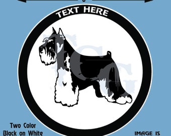 Miniature Schnauzer   Dog  'Cropped Ears' - Personalized Black and White Vinyl Decal  - #DD080