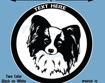 Papillon Dog Personalized Black and White Vinyl Decal  - #DD059