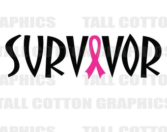 SURVIVOR Hot Pink RIbbon Breast Cancer Vinyl Window Decal  #BC006