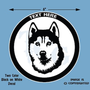 Siberian Husky Dog  - Personalized Black and White Vinyl Decal - #DD070
