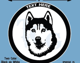 Siberian Husky Dog  - Personalized Black and White Vinyl Decal - #DD070