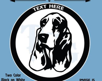 Bassett Hound Personalized Black and White Vinyl Decal - #DD009