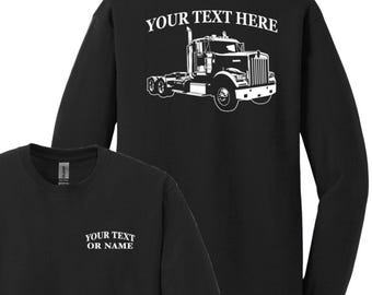 KENWORTH W900 Semi Truck - Big Rig - 18 Wheeler - Personalized Custom Cotton Long Sleeve shirt - #LBR053