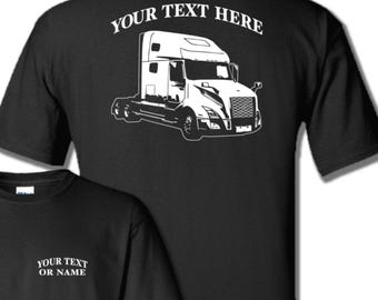 SEMI TRUCK  - Big Rig - 18 Wheeler - Personalized Custom Cotton T-shirt - #BR030