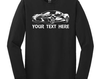 CHEVROLET CORVETTE C8  Muscle Car with Personalization on Cotton  Long Sleeve T-shirt  - TCR044LS