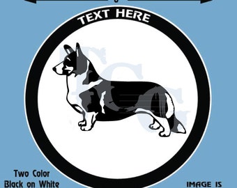 Corgi - Cardigan -  Dog Personalized Black and White Vinyl Decal - #DD040