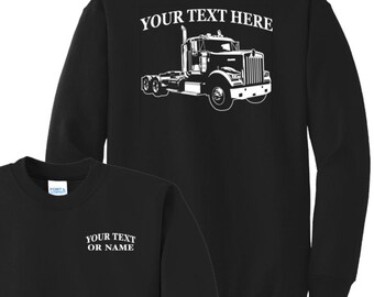 KENWORTH W900 Semi Truck - Big Rig - 18 Wheeler - Personalized Custom Crewneck Sweatshirt - #CBR053