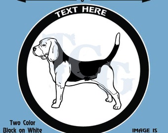 Beagle Personalized Black and White Vinyl Decal  - #DD099