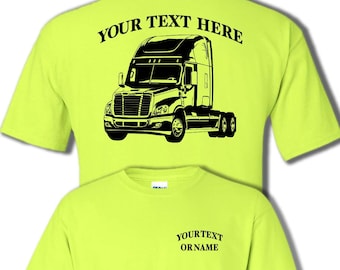 FREIGHTLINER CASCADIA Semi Truck - Big Rig - 18 Wheeler - Personalized Custom Cotton T-shirt - #BR009