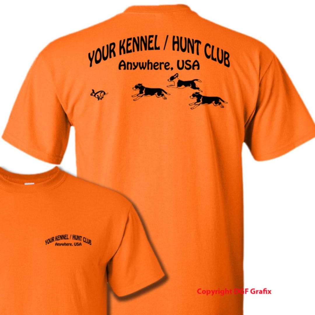 HUNT CLUB or KENNEL Beagles Chasing a Rabbit Personalized T-shirt ...
