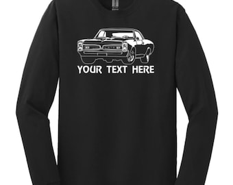 PONTIAC GTO  Tempest Coupe 1966 1967 Car with Personalization on Cotton Long Sleeve T-shirt  - TCR005LS