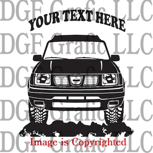 May include: Black SUV graphic with the text "YOUR TEXT HERE" above the vehicle and "Image is Copyrighted" below. The SUV is depicted in a front view, with visible tires and headlights. The design is suitable for apparel or decals.