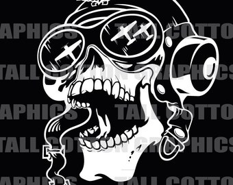 AVIATOR SKULL Vinyl Decal #SKL130
