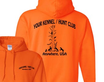 HUNT CLUB or KENNEL for Coon hunters Personalized Hooded Sweatshirt - #HTS066