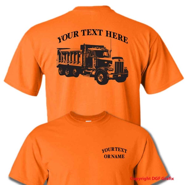 PETERBILT 357 Tri axle Dump Truck- Personalized Custom Cotton T-Shirt - #DT014