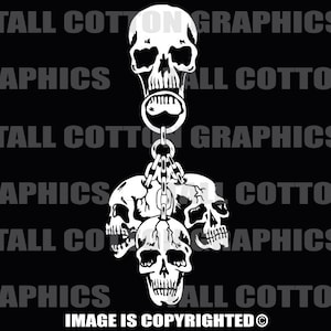 3 Skulls on Chains Vinyl window Decal #SKL050