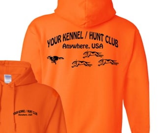 HUNT CLUB or KENNEL Dogs chasing Coyote Personalized Hooded Sweatshirt - #HTS067
