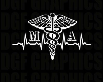 MA Medical Assistant Heartbeat Vinyl Window Decal - #JB061