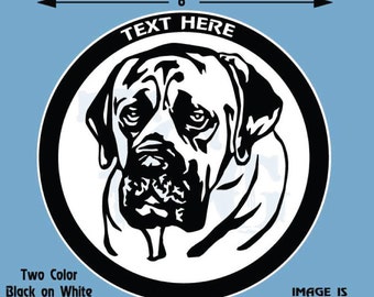 English Mastiff  Dog Personalized Black and White Vinyl Decal - #DD046