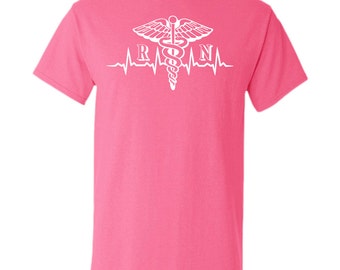 RN - REGISTERED NURSE Heartbeat T-shirt - Unisex fit 100% Cotton  T-shirt - #TS020rn