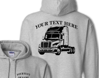 FREIGHTLINER CASCADIA Semi Truck - Big Rig - 18 Wheeler - Semi Truck - Personalized Custom Pullover Hoodie - #HBR009