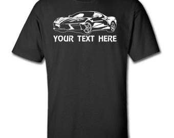 CHEVROLET CORVETTE C8  Car with Personalization on Cotton T-shirt  - TCR044