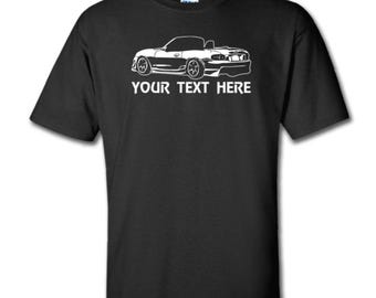 MAZDA MX-5 MIATA Sports Car with Personalization on Cotton T-shirt  - TCR053