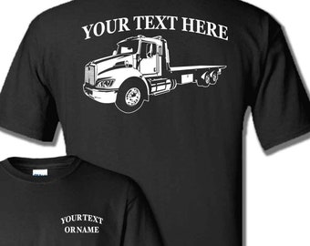 KENWORTH Tow Wrecker Flatbed Rollback Truck - Personalized Custom Cotton/polyester T-shirt - #TR005