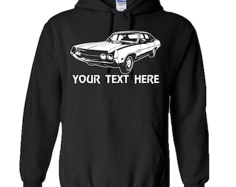 FORD TORINO 4 Door 1970   Muscle Car with Personalization on a Hooded sweatshirt  - TCR054
