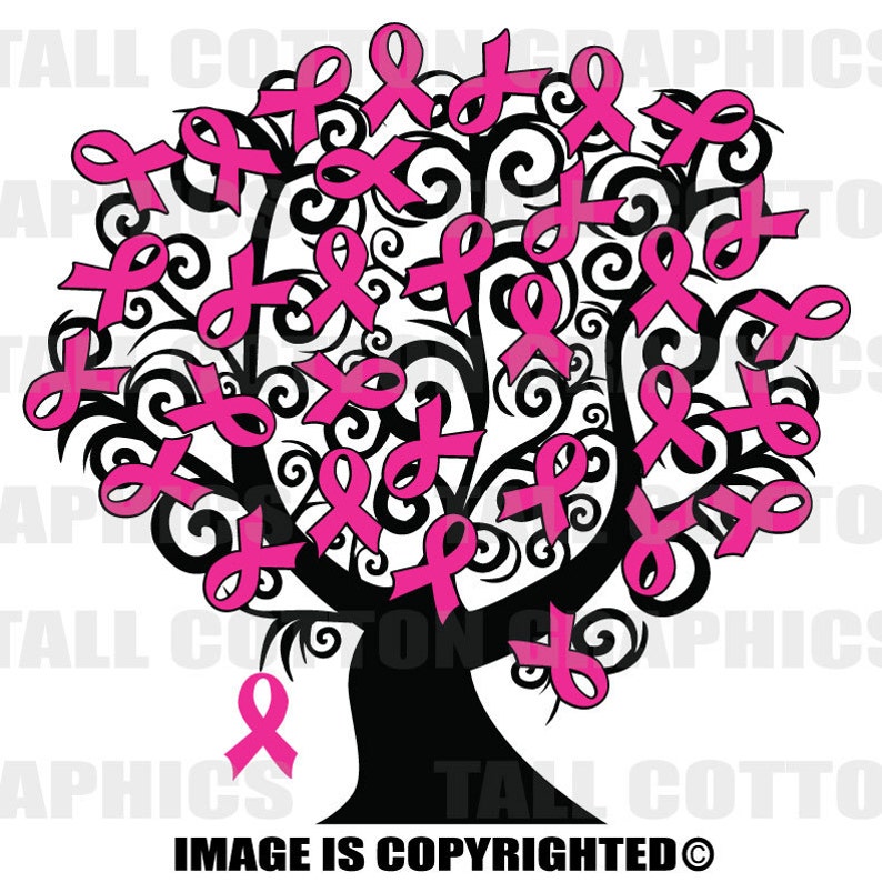 Ribbon Tree Hot Pink Ribbon Breast Cancer Awareness Vinyl - Etsy