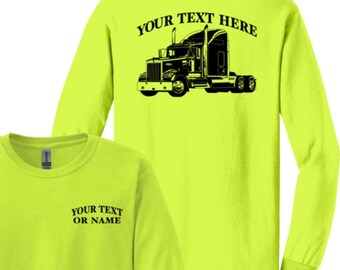 KENWORTH W900 Semi Truck - Big Rig - 18 Wheeler - Personalized Custom Cotton Long Sleeve shirt - #BR001LS