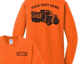PETERBILT 357 Tri axle Dump Truck - Personalized Custom Cotton Long Sleeve shirt - #BR014LS