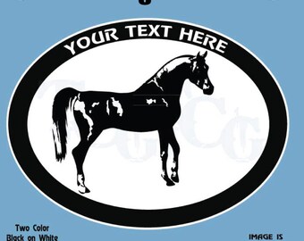 ARABIAN Horse - Personalized Black and White Vinyl Window Decal  - #HD012