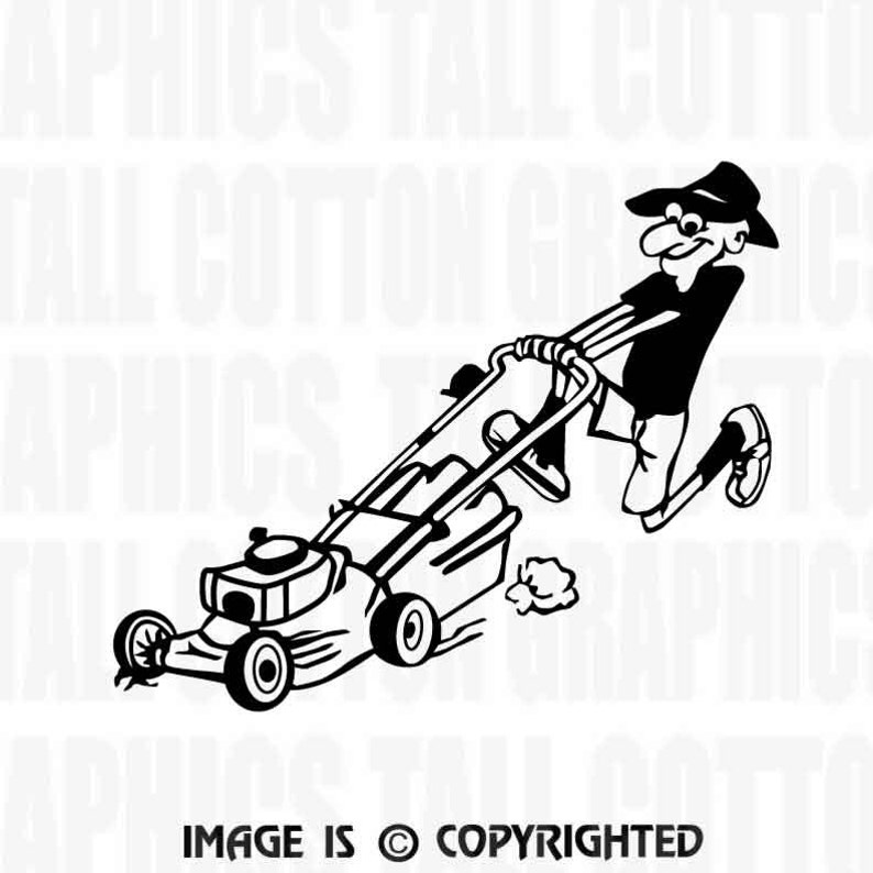 Lawn Mower Cartoon Guy Vinyl Decal JB002 Etsy