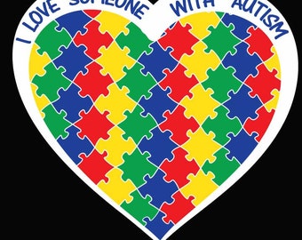 AUTISM AWARENESS Heart  5 color puzzle pieces  Vinyl Decal - #AA002