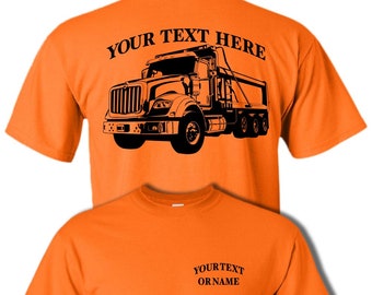 INTERNATIONAL Lead Shot 3 Axle Commercial Dump Truck Rig - Personalized Custom Cotton T-shirt - #DT005