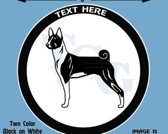 Basenji Personalized Black and White Vinyl Decal  - #DD008