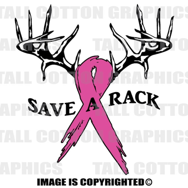 Save a Rack Hot pink Ribbon Breast Cancer Awareness Vinyl Window Decal #BC001