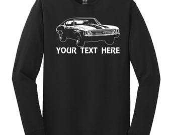 CHEVROLET CHEVELLE 1972 Muscle Car with Personalization on Cotton  Long Sleeve T-shirt  - TCR061LS