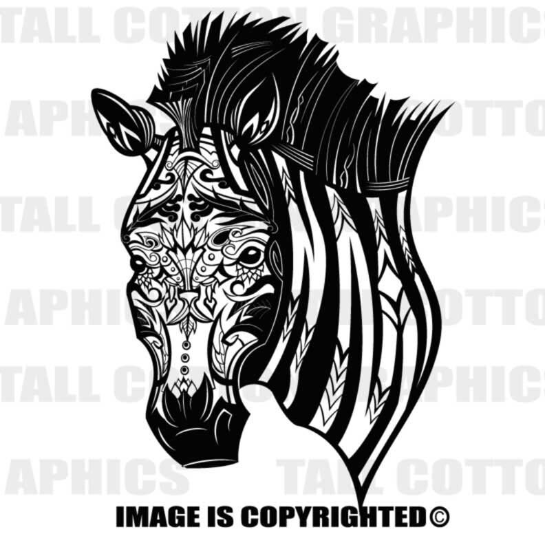 DECORATED ZEBRA Head Vinyl Decal Sticker Decor WL174 Etsy