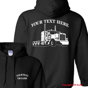 PETERBILT 389 3 Axle Semi Truck - Big Rig - 18 Wheeler - Semi Truck - Personalized Custom Pullover Hoodie - #HBR041