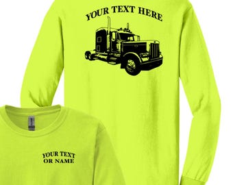 PETERBILT 379 Semi Truck - Big Rig - 18 Wheeler - Personalized Custom Cotton Long Sleeve shirt - #BR033LS