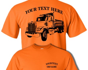 FREIGHTLINER 122SD 2 Axle Commercial Dump Truck Rig - Personalized Custom Cotton T-shirt - #DT004